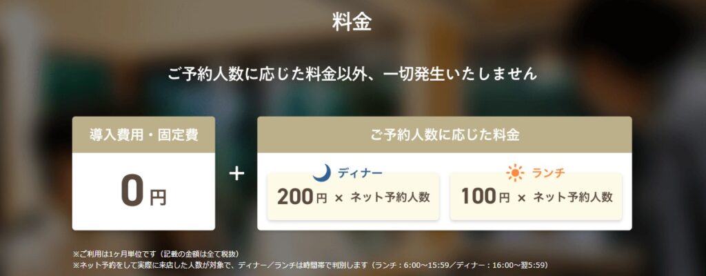 食べログネット予約の料金説明をみて食べログネット予約を使ってみたくなった瞬間の画像